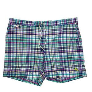 Tommy Bahama Swim Shorts Mens XXL Blue Green  Plaid Rialto Kona Trunks‎ UPF 30